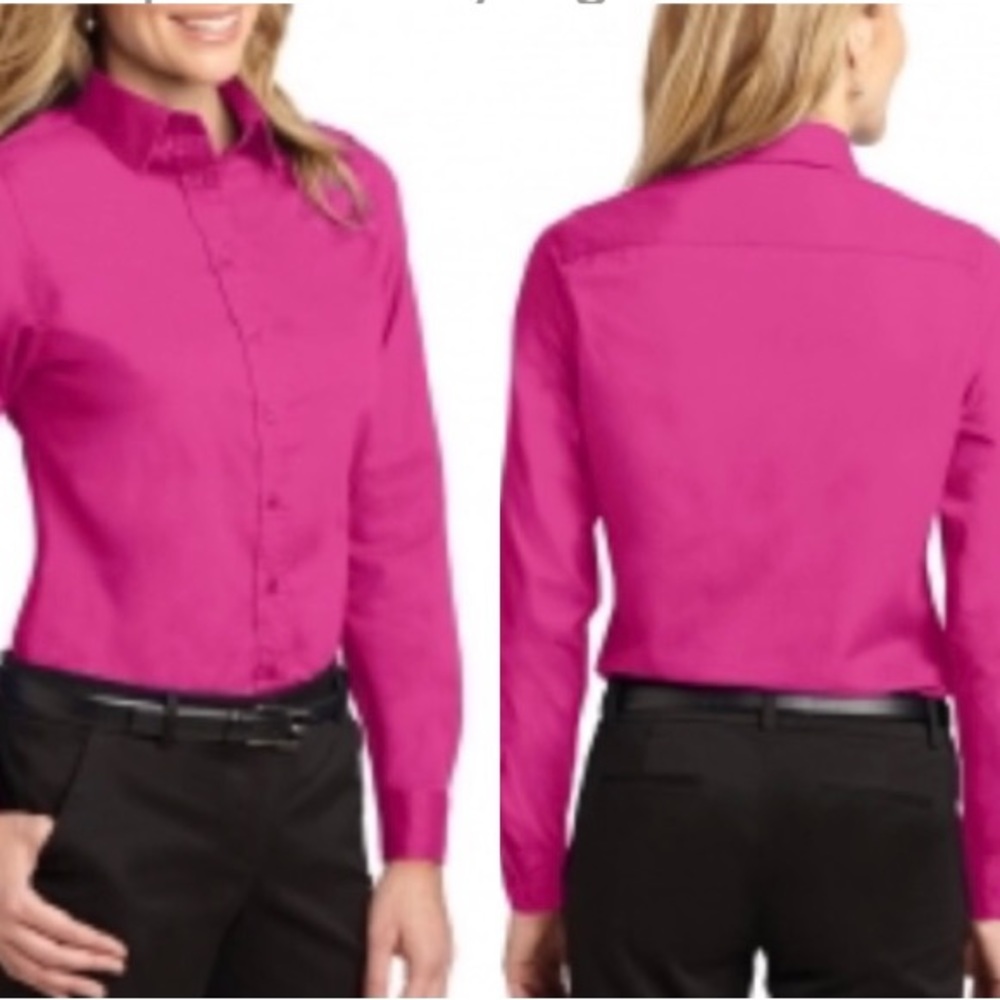 HALOGEN Long Sleeves Button Down Shirt Barbiecore Size L
